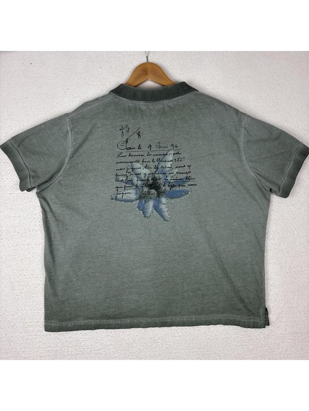 Vintage Y2K Gipfelsturmer Faded Green Polo German Script XXL Boxy Cropped - Picture 7 of 8